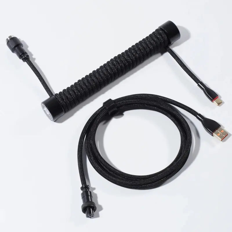 Coiled Aviator USB Cable - TPU+EVA Mesh, Spiral Structure for Mechanical Keyboards