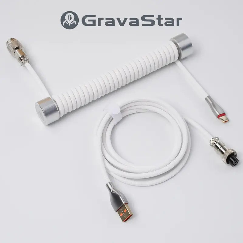Coiled Aviator USB Cable - TPU+EVA Mesh, Spiral Structure for Mechanical Keyboards