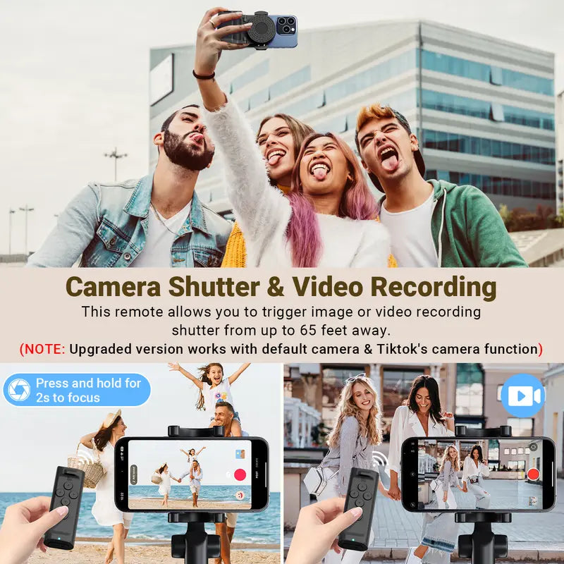 Remote Control for Short-Form Video Scrolling with Smartphone Holder Stand, Wireless Page Turner and Camera Shutter