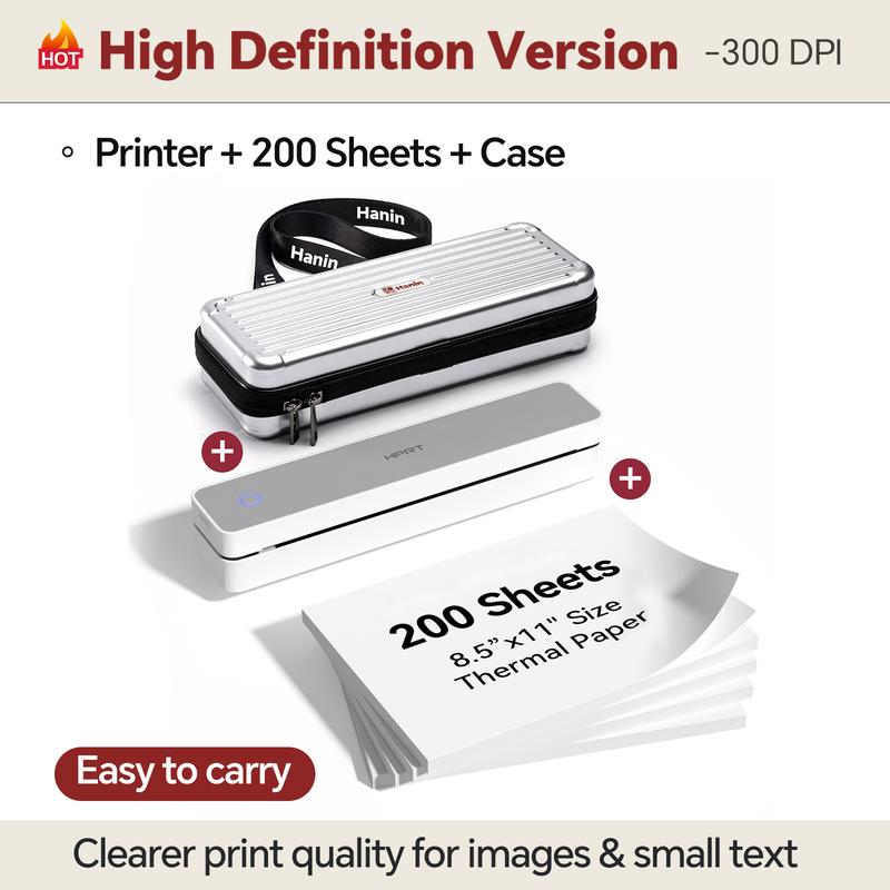 Portable Wireless Thermal Printer for Travel, Supports 8.5"x11" US Letter & A4 Paper