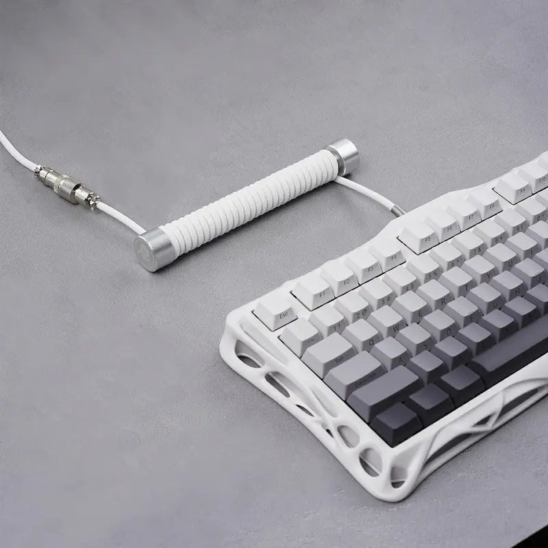 Coiled Aviator USB Cable - TPU+EVA Mesh, Spiral Structure for Mechanical Keyboards