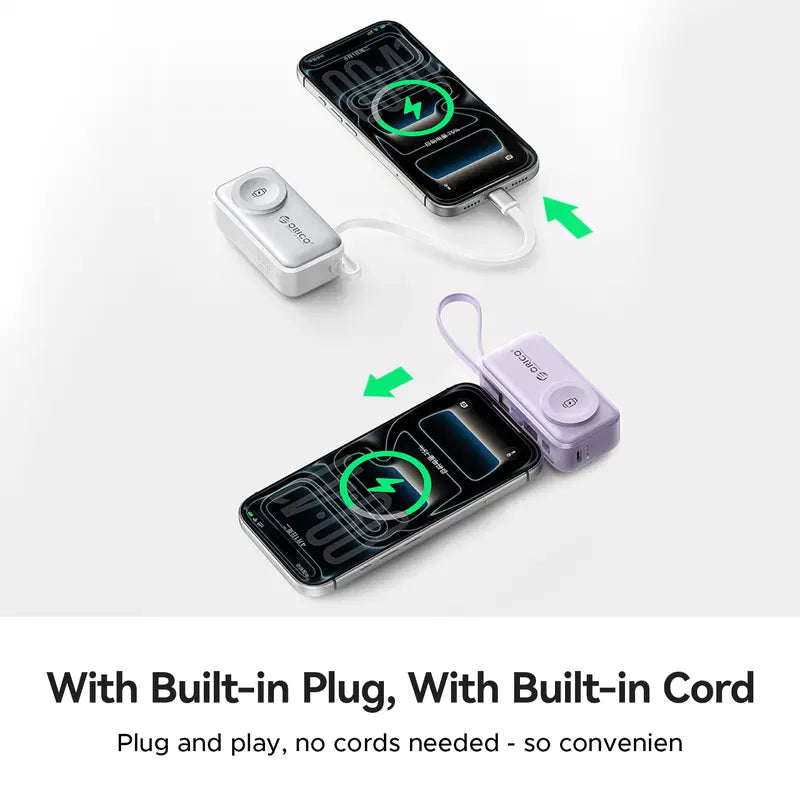 3-in-1 Folding Portable Power Bank with Integrated Cables, Smartwatch Wireless Charging, and Phone Stand