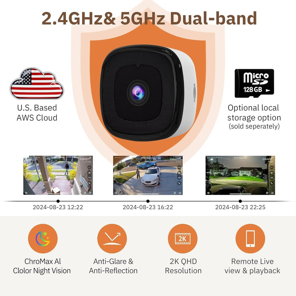 3MP 2K Window Camera,2.4GHz& 5GHz wiFiIndoor Cameras