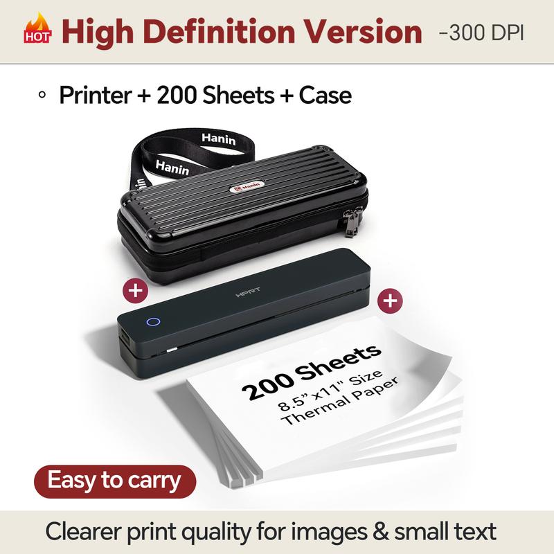 Portable Wireless Thermal Printer for Travel, Supports 8.5"x11" US Letter & A4 Paper