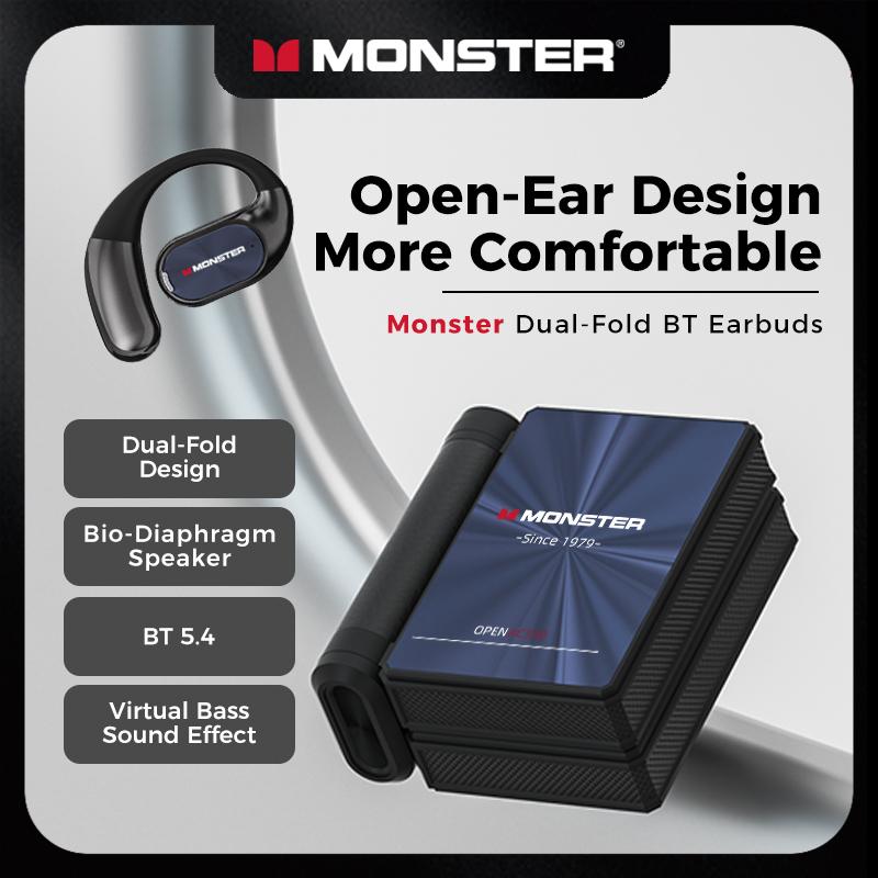 Open-Ear Mic Headset, Dual-Fold Design, 100H Battery Life Bluetooth 6.0 Wireless Earbuds