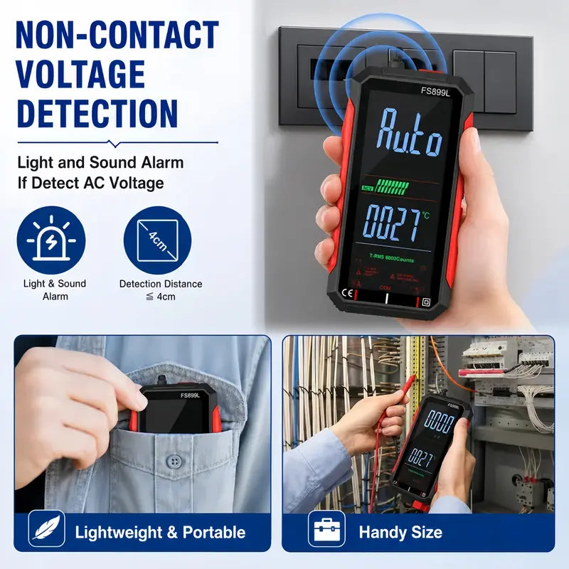 TRMS 6000-Count Digital Multimeter with 4.8-inch Color Display and USB Charging