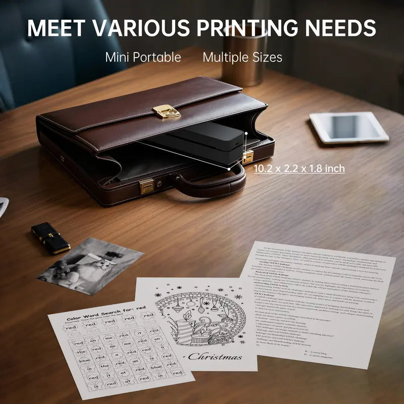 Portable Wireless Thermal Printer for Travel, Supports 8.5"x11" US Letter & A4 Paper