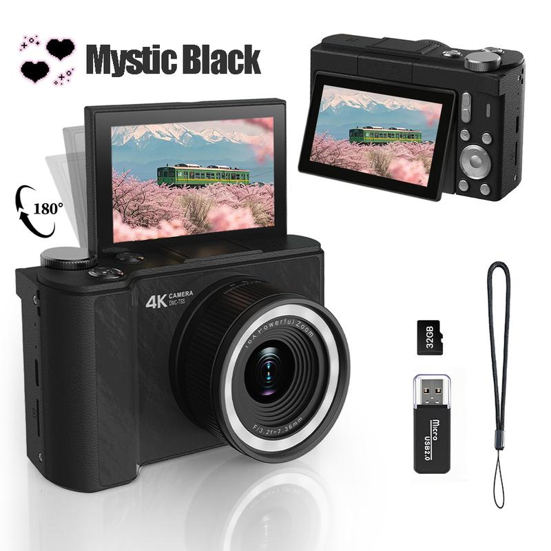 2026 Digital Camera for Photography with Foldable Screen and 32GB SD Card