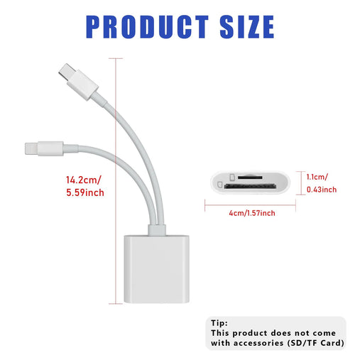 2-in-1 USB-C SD Card Reader, Portable Dual Slot Memory Card Adapter for SD and TF Cards