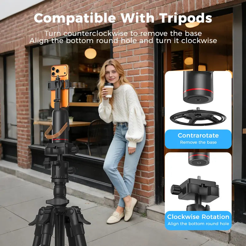 Auto Face Tracking Tripod with Gesture Control, 360° Rotation Smart Phone Mount for Live Streaming
