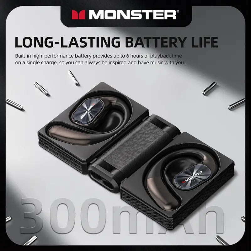 Open-Ear Mic Headset, Dual-Fold Design, 100H Battery Life Bluetooth 6.0 Wireless Earbuds
