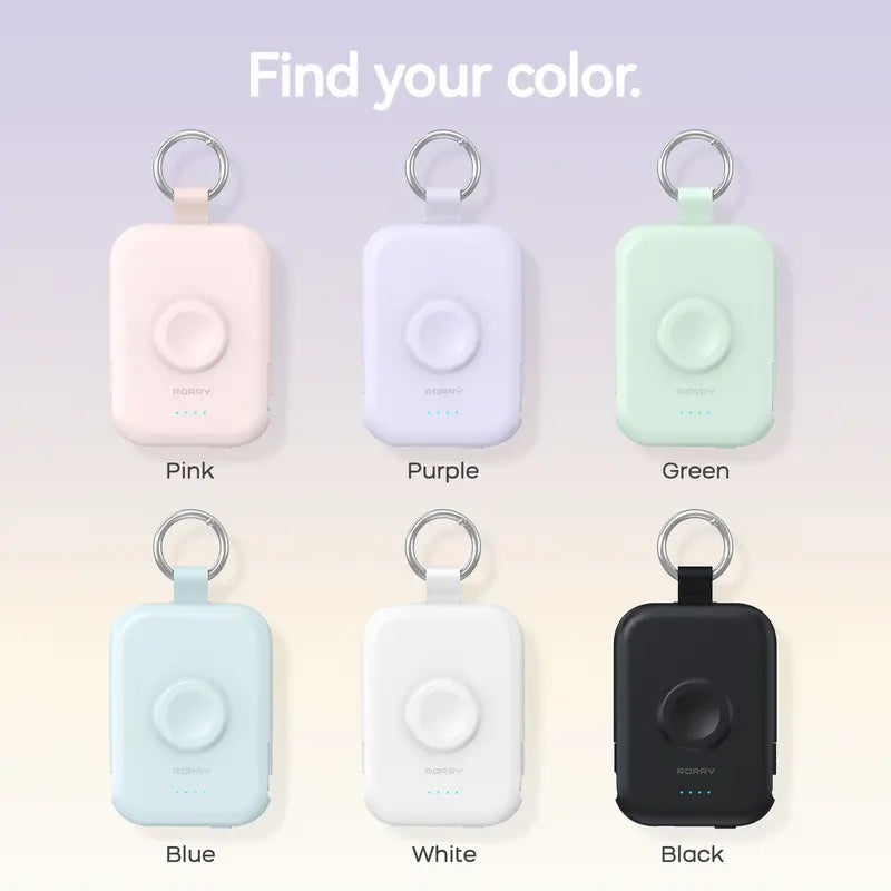 5000mAh Portable Charger with Built-in Cables and Keychain for Smartwatch and Phone