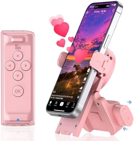 Bluetooth Remote Control with Phone Stand for Scrolling, Page Turning & Camera Shutter