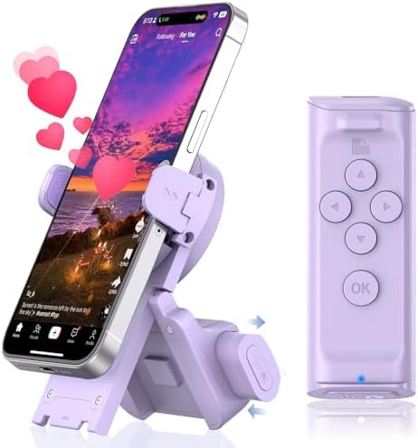 Bluetooth Remote Control with Phone Stand for Scrolling, Page Turning & Camera Shutter