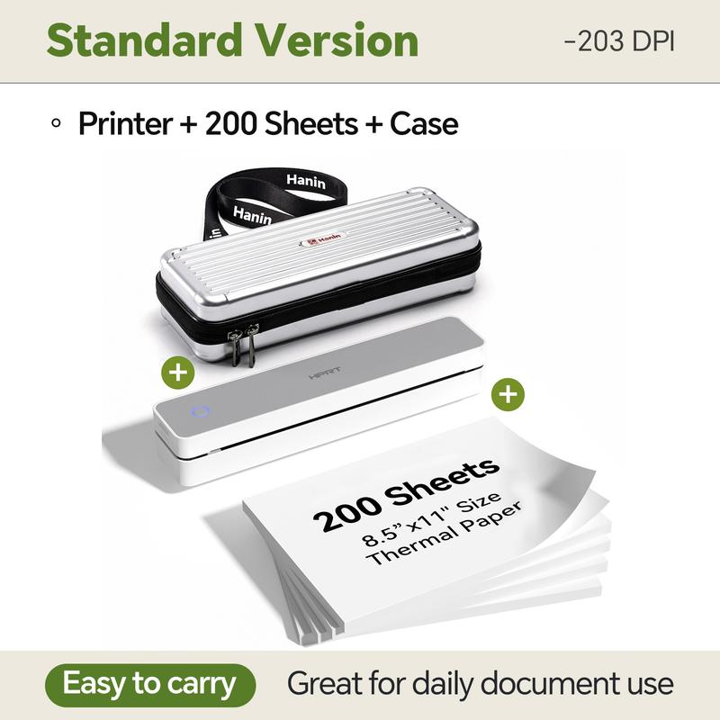 Portable Wireless Thermal Printer for Travel, Supports 8.5"x11" US Letter & A4 Paper