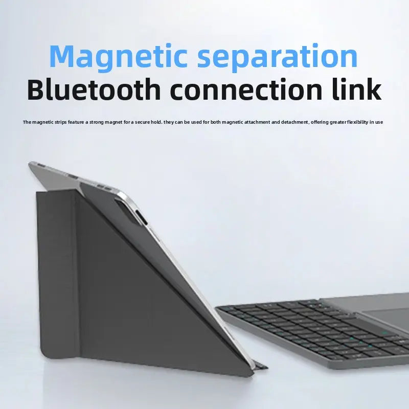 Foldable Bluetooth External Keyboard with Detachable Leather Stand, Compact Ergonomic Design