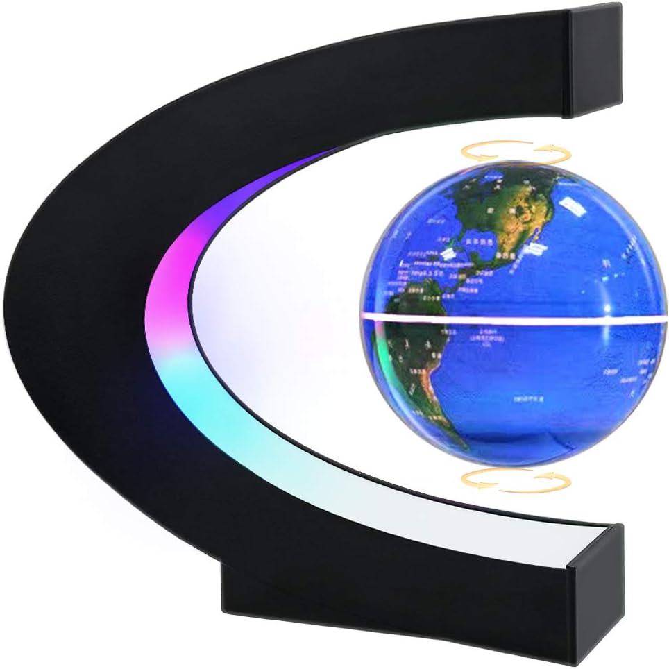 Magnetic Levitating Globe with LED Light - Floating World Map Desk Decor for Office and Home