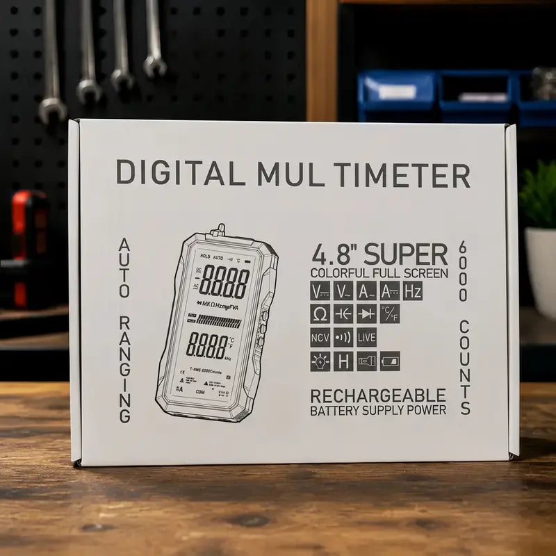 TRMS 6000-Count Digital Multimeter with 4.8-inch Color Display and USB Charging