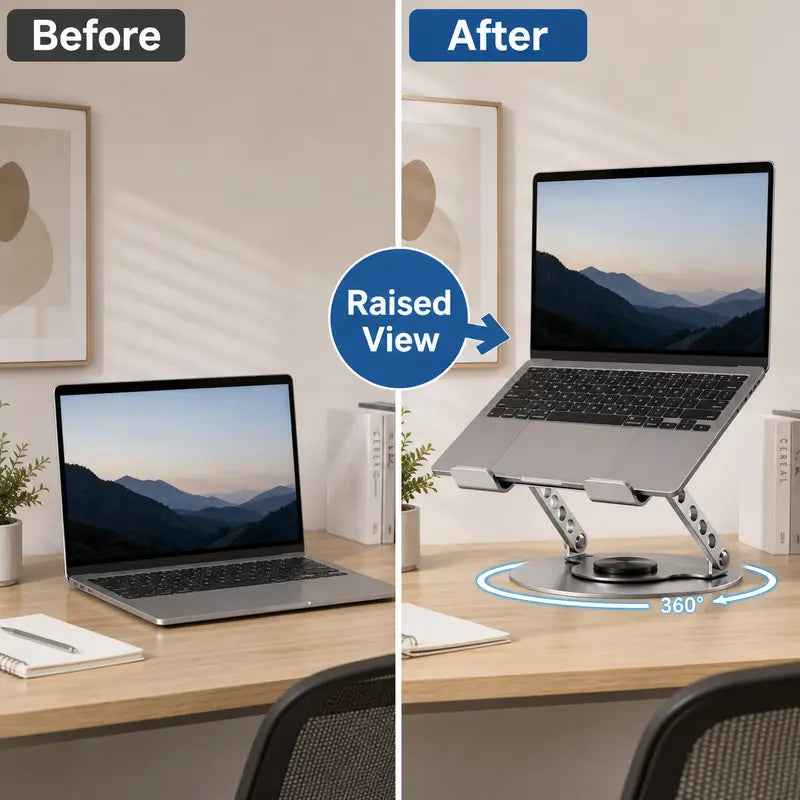 360° Rotating Laptop Stand - Adjustable Aluminum Foldable Stand for Desk & Gaming