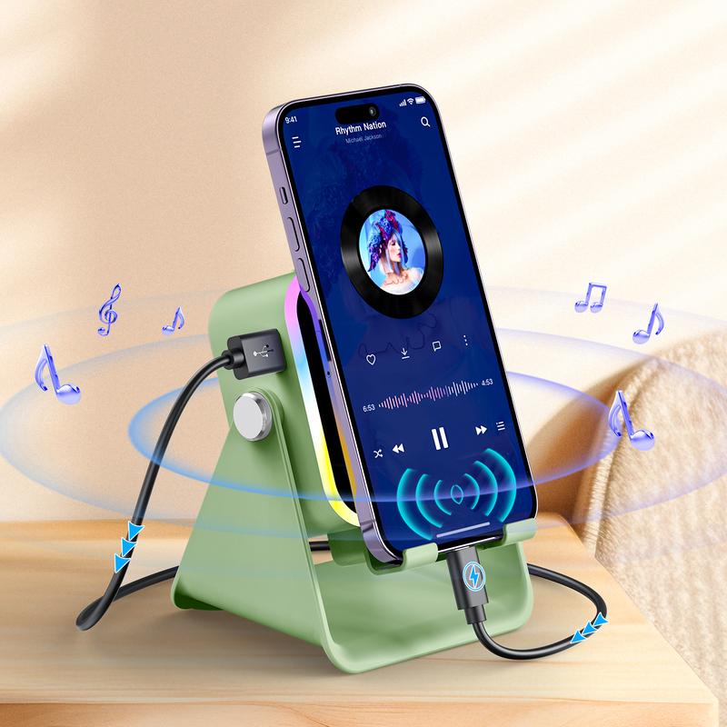 Wireless Induction Audio Speaker Stand with 3500mAh Power Bank and Ambient Light