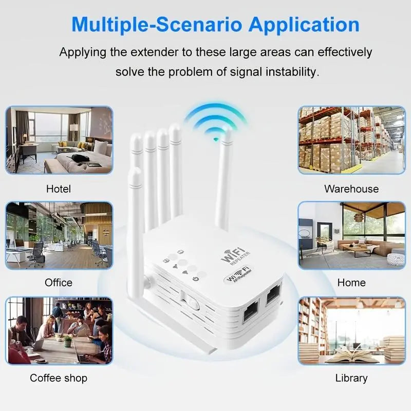 1200Mbps Dual Band Wi-Fi Extender - 5GHz/2.4GHz Repeater with 4 Antennas