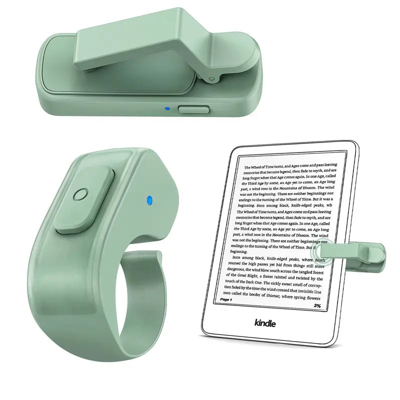 Wireless Page Turner Ring for E-Readers and Tablets with Storage Bag - Hands-Free Remote Control