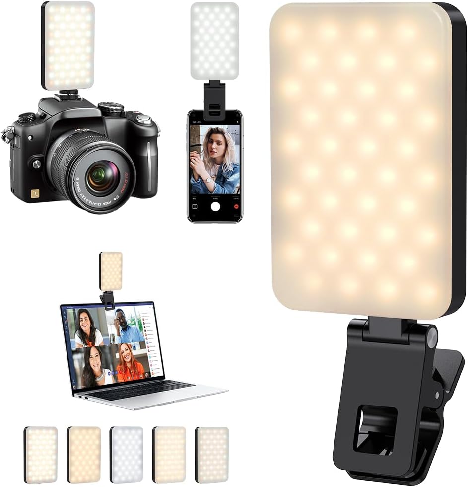 Magnetic Selfie Light with Mirror, 72 LEDs Stepless Brightness & Color Temperature, 360° Rotating Fill Light
