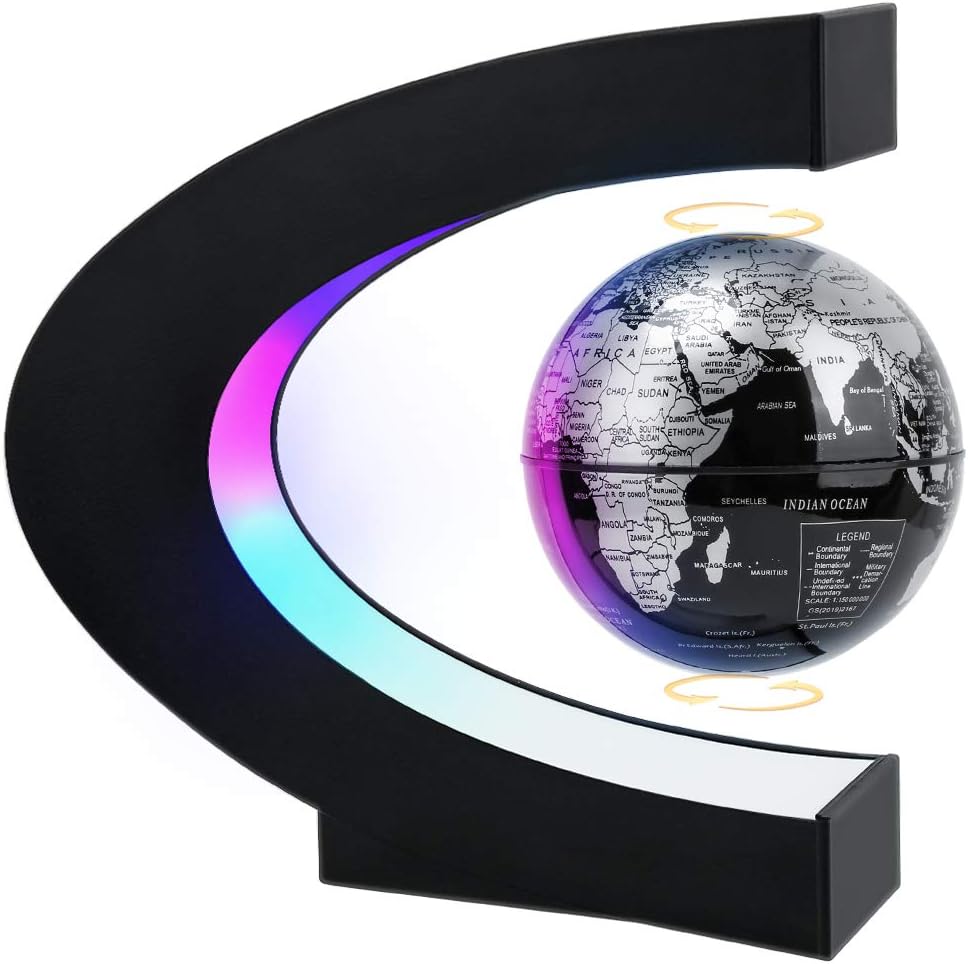Magnetic Levitating Globe with LED Light - Floating World Map Desk Decor for Office and Home