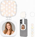 Magnetic Selfie Light with Mirror, 72 LEDs Stepless Brightness & Color Temperature, 360° Rotating Fill Light