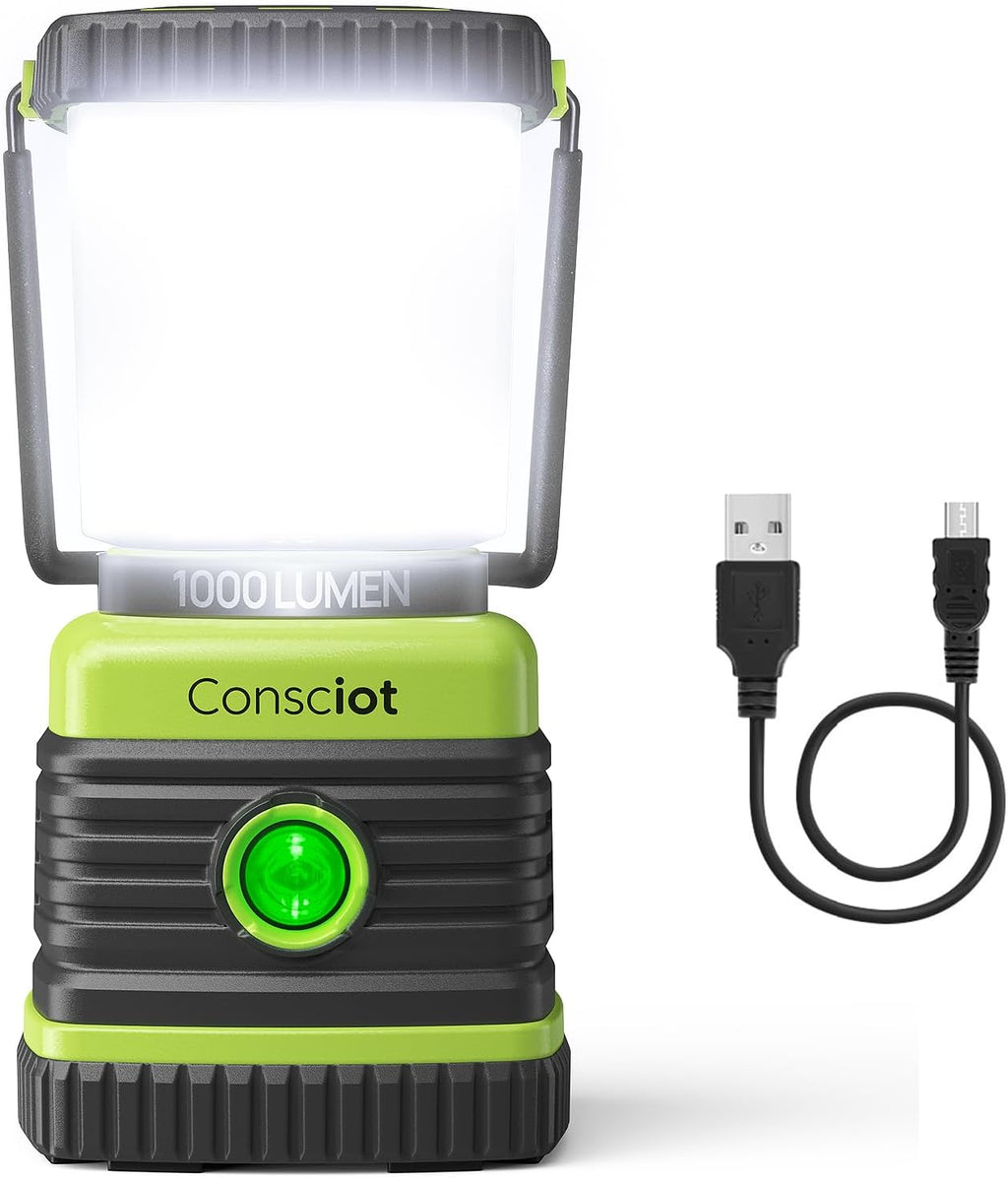 Rechargeable LED Camping Lantern, 1000LM, 4 Modes, Power Bank, IPX4 Waterproof, 2 Pack