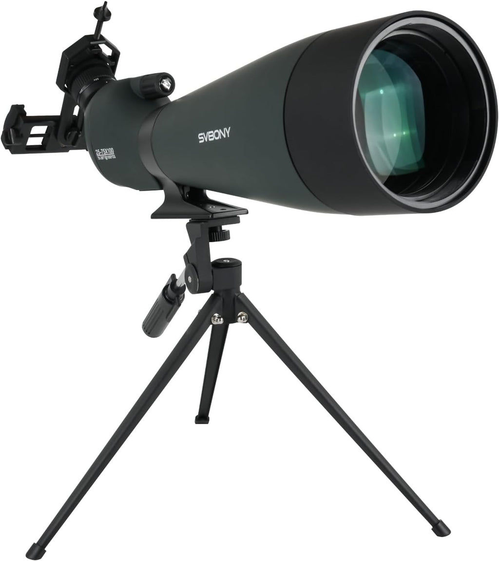 25-75x70mm Angled Spotting Scope with Tripod & Phone Adapter, Waterproof for Bird Watching