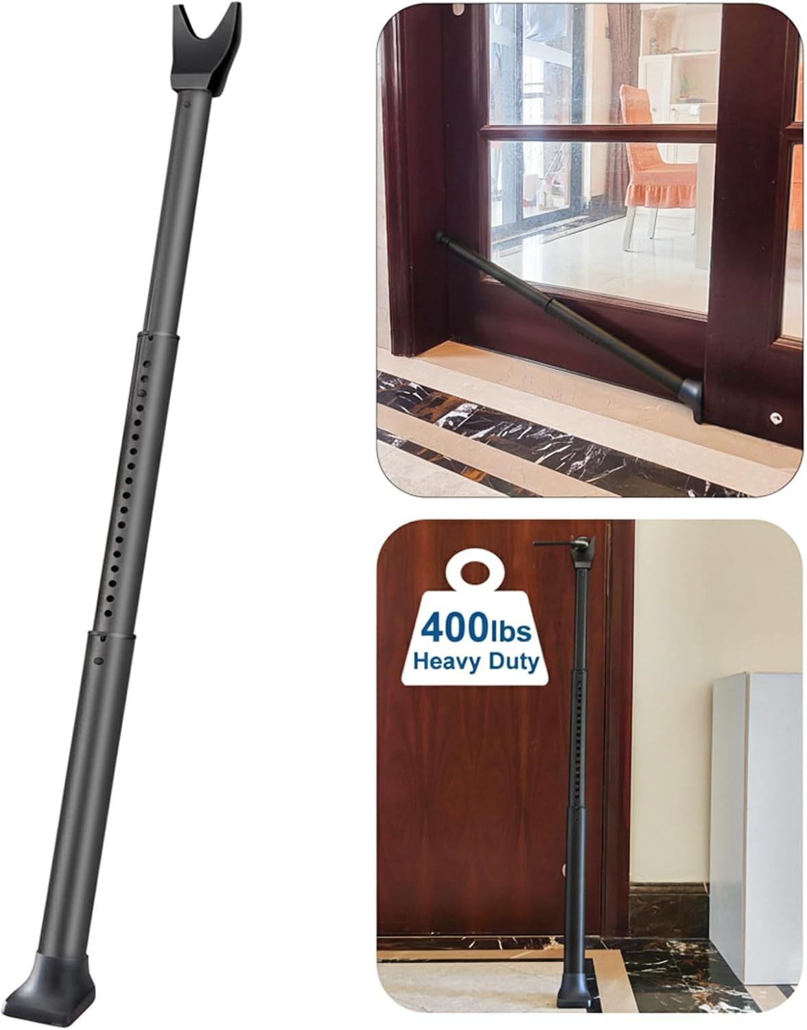 Rerishom Door Security Bar, Door Stoppers Security bar,Heavy Duty Door Lock Security Door Jammer Door Stopper for Apartment, Hotel Room,Screen Door Hardware, Gate Lock Bar, 2 Pack