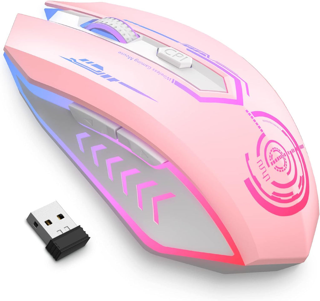 UHURU Wireless Gaming Mouse Up to 12000 DPI, Rechargeable USB-C Wireless Mouse with 7 Buttons 7 Dynamic LED Color Ergonomic Programmable MMO RPG for PC Laptop, Compatible with Windows Mac