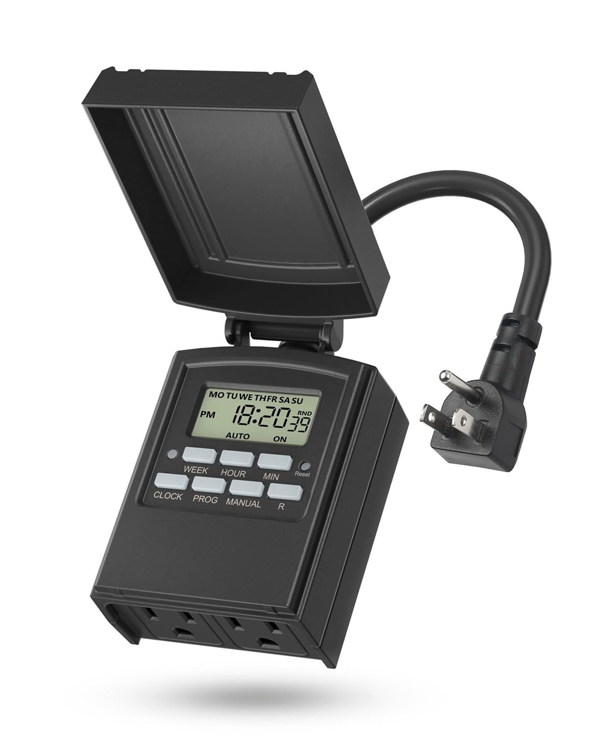 BN-LINK 24 Hour Heavy Duty Mechanical Timer, Outdoor Timer Outlet Waterproof with 30 Minutes Intervals, 2 Grounded Outlets for Christmas Lights Pool Pump,15A 1/2HP, ETL Listed