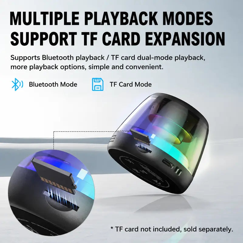 Mini Bluetooth 6.0 Speaker with RGB Light Show, TWS Stereo and Magnetic Design