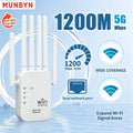 1200Mbps Dual Band Wi-Fi Extender - 5GHz/2.4GHz Repeater with 4 Antennas