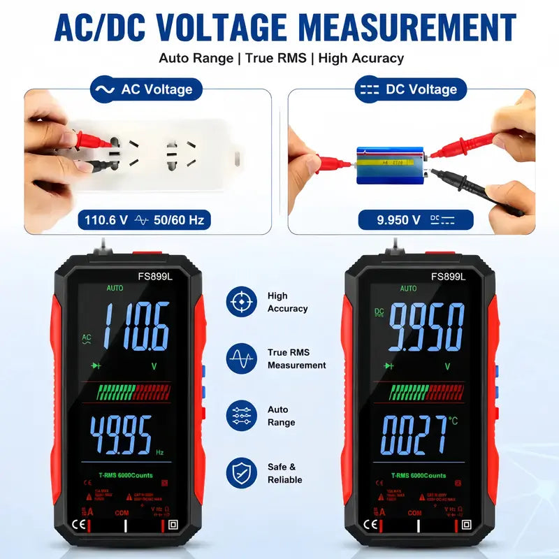 TRMS 6000-Count Digital Multimeter with 4.8-inch Color Display and USB Charging