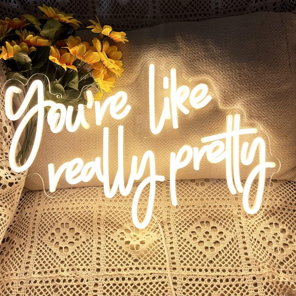 Hello Gorgeous Neon Sign Hello Beautiful Pink LED Neon Lights for Home Wedding Birthday Backdrop Bacelorette Party Wth Dimmable Switch(5V,16.5X10.6inches)