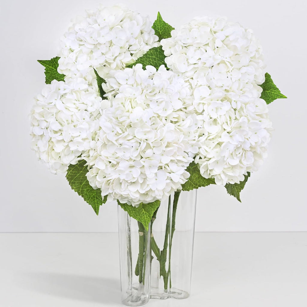 Yastouay 3 Pcs Real Touch Hydrangea Artificial Flowers, 21" Blue Full Faux Hydrangea Flowers Latex Fake Flowers for Home Decor Party Floral Arrangements Wedding Bouquets Centerpieces Outdoor Decor