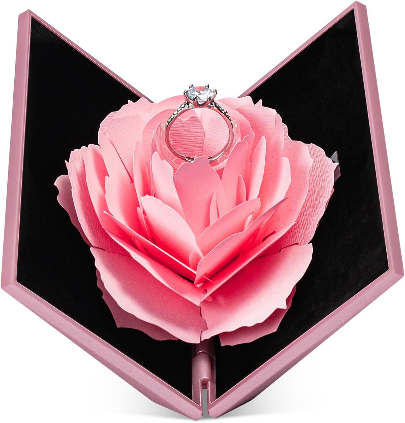 Creative Ring Box with Blooming Rose for Proposal, Engagement, and Wedding Jewelry Display