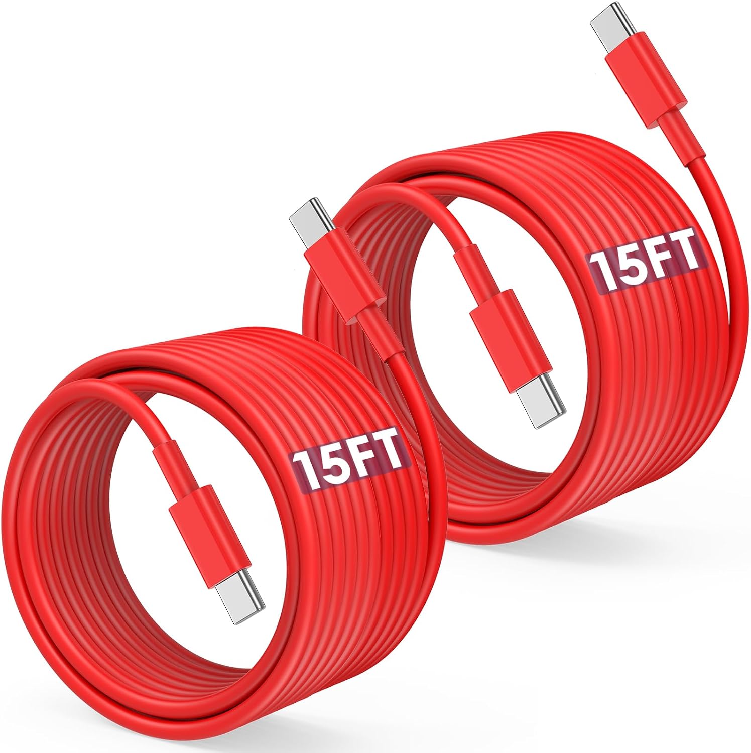 Long USB C to USB C Cable 15FT for iPhone 17 16 15 Pro Max,60W Fast Charging Type C to Type C Charger Cord for iPhone 17 16 15/16 15 Plus/17 Air/17 16 15 Pro, iPad Pro/Air,MacBook,Galaxy S25-Red