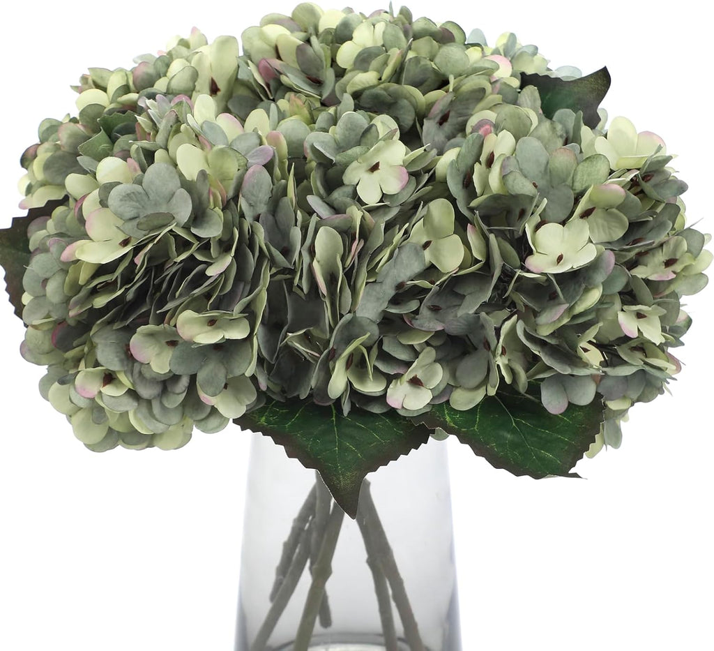 Kimura's Cabin 6pcs Blue Hydrangea Artificial Flowers Silk Fake Hydrangea Flowers with Stems Faux Hydrangeas for Wedding Bouquets Arrangement Home Table Centerpieces Baby Shower Party Decoration