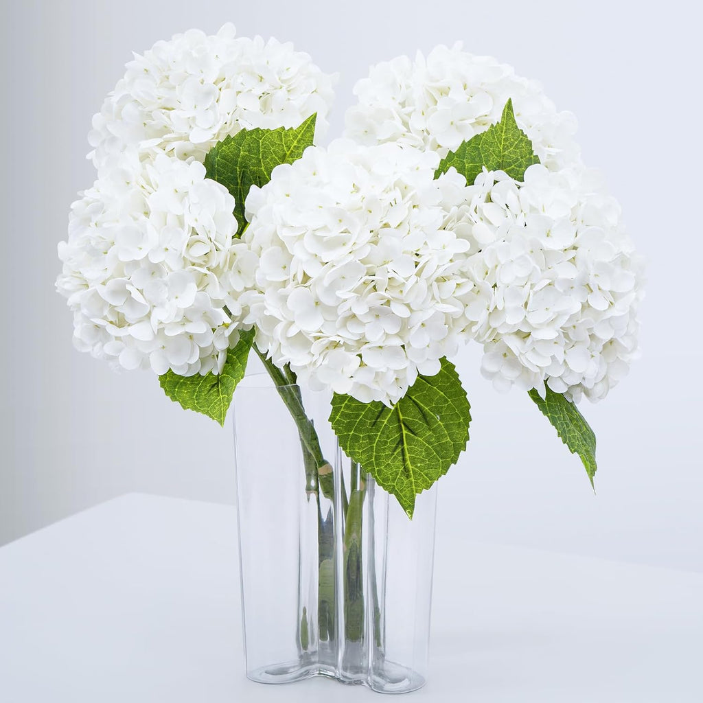 Waipfaru 21" Real Touch Blue Hydrangea Artificial Flowers with Long Stem & Leaves, Full Latex Faux Hydrangea Flowers for Home Decor Party Floral Arrangements Wedding Bouquets Centerpieces, 3Pcs