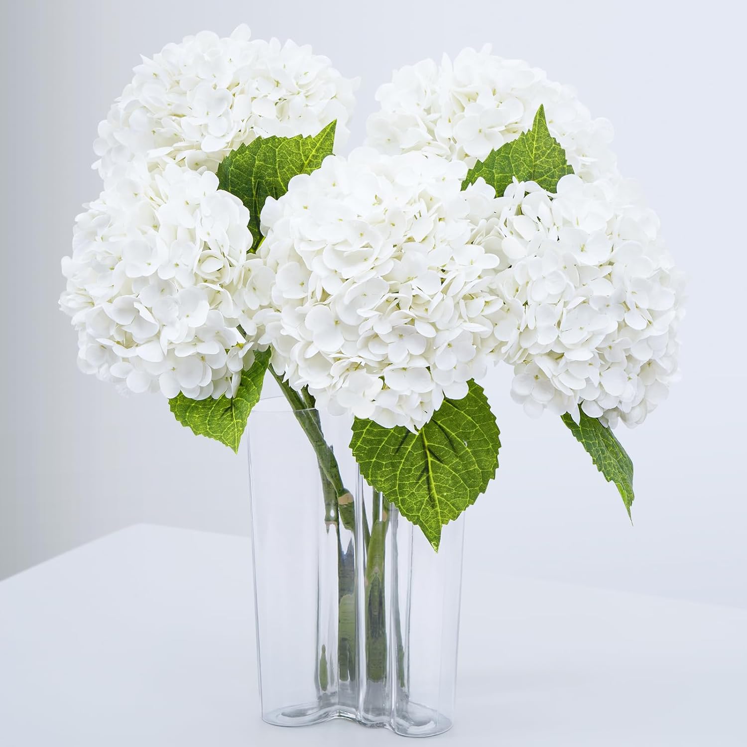 Waipfaru 21" Real Touch Blue Hydrangea Artificial Flowers with Long Stem & Leaves, Full Latex Faux Hydrangea Flowers for Home Decor Party Floral Arrangements Wedding Bouquets Centerpieces, 3Pcs