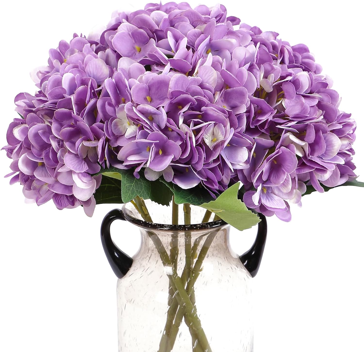 Kimura's Cabin 6pcs Blue Hydrangea Artificial Flowers Silk Fake Hydrangea Flowers with Stems Faux Hydrangeas for Wedding Bouquets Arrangement Home Table Centerpieces Baby Shower Party Decoration