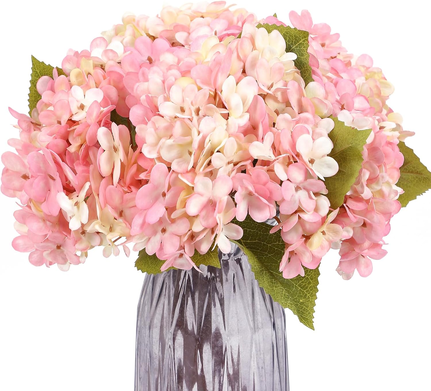 Kimura's Cabin 6pcs Blue Hydrangea Artificial Flowers Silk Fake Hydrangea Flowers with Stems Faux Hydrangeas for Wedding Bouquets Arrangement Home Table Centerpieces Baby Shower Party Decoration