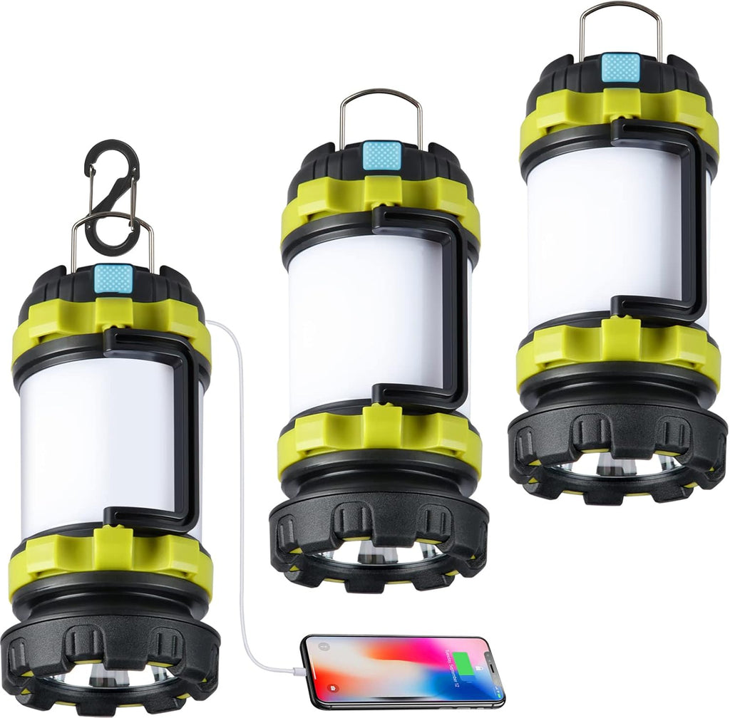 2-Pack Rechargeable Camping Lantern with 1000LM, 6 Modes, 4000mAh Power Bank, IPX5 Waterproof