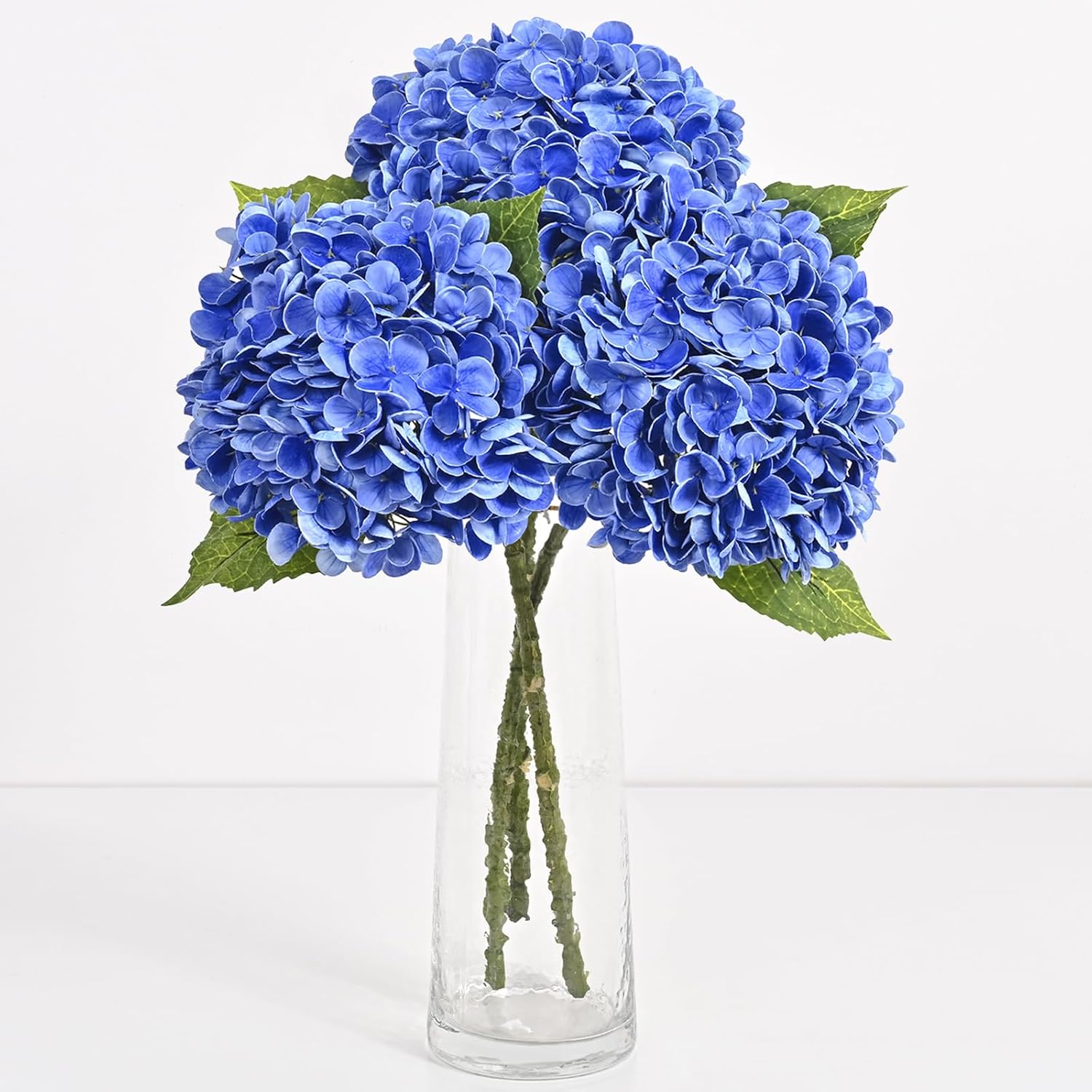 Yastouay 3 Pcs Real Touch Hydrangea Artificial Flowers, 21" Blue Full Faux Hydrangea Flowers Latex Fake Flowers for Home Decor Party Floral Arrangements Wedding Bouquets Centerpieces Outdoor Decor