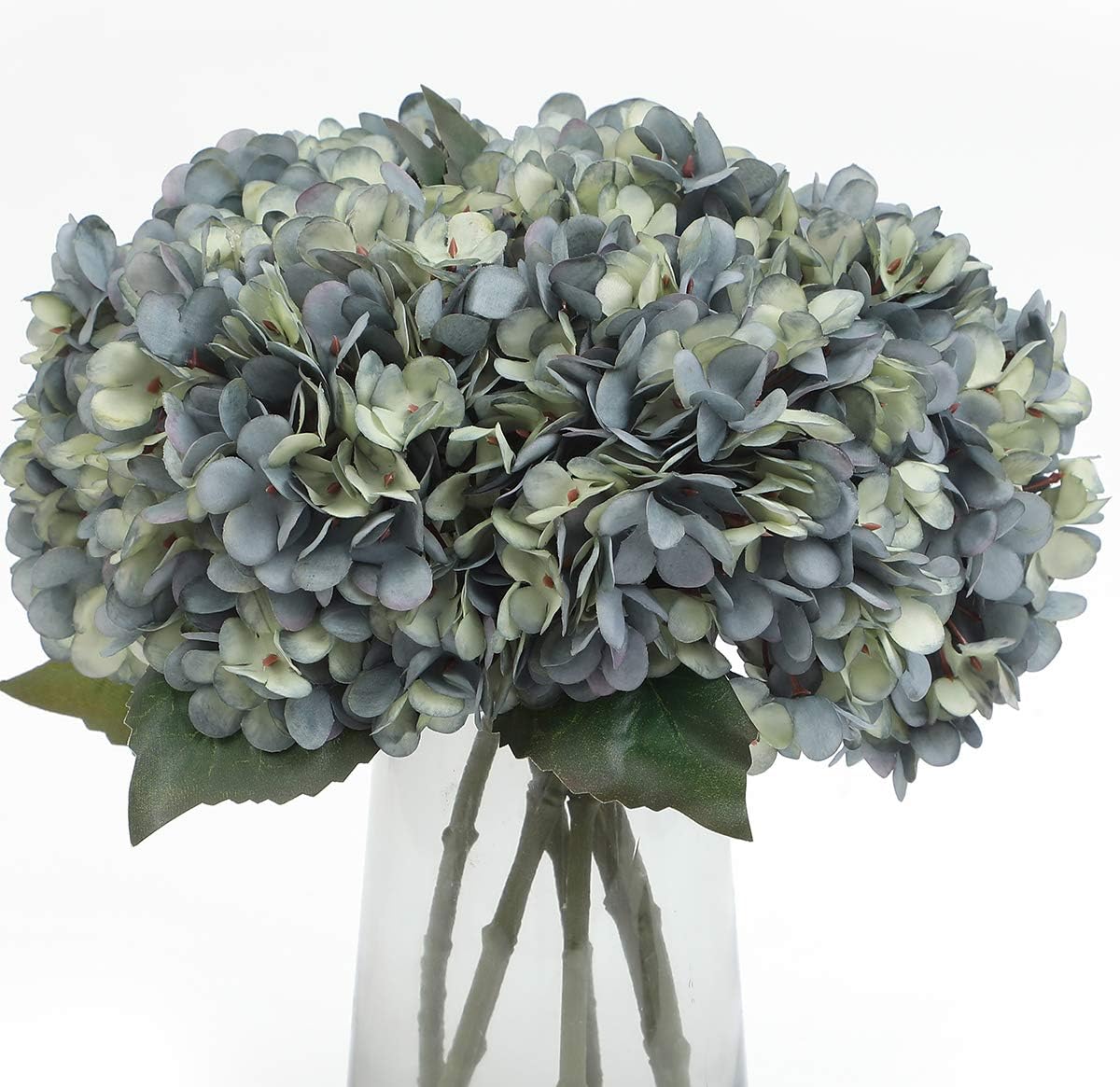 Kimura's Cabin 6pcs Blue Hydrangea Artificial Flowers Silk Fake Hydrangea Flowers with Stems Faux Hydrangeas for Wedding Bouquets Arrangement Home Table Centerpieces Baby Shower Party Decoration