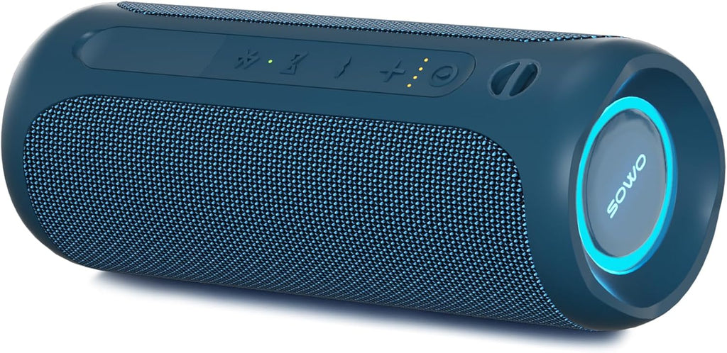 Wireless Portable Speaker,IPX7 Waterproof Bluetooth Speaker, 25W Loud Stereo Sound, Bassboom Technology, TWS Pairing, Built-in Mic, 16H Playtime with Lights for Home Outdoor - Black